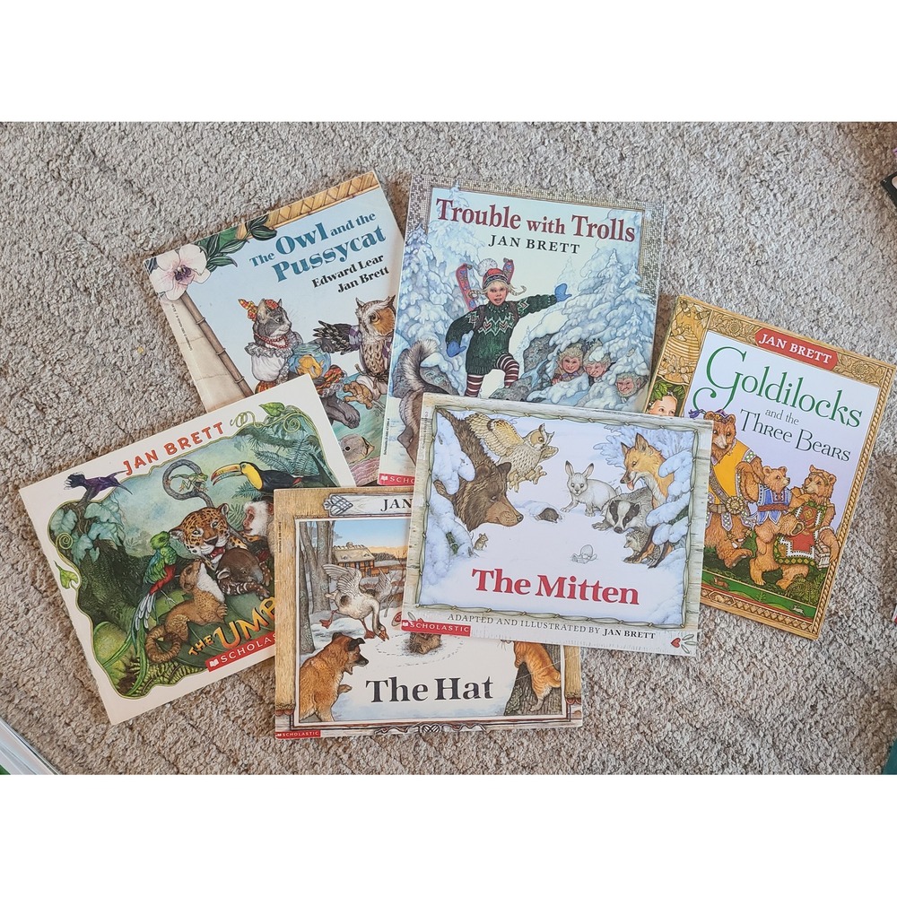 Jan Brett Childrens Book Lot 6 The Mitten The Hat Goldilocks Scholastic PB